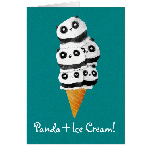 Sweet Panda Bear Ice Cream Cone Cards (Front)