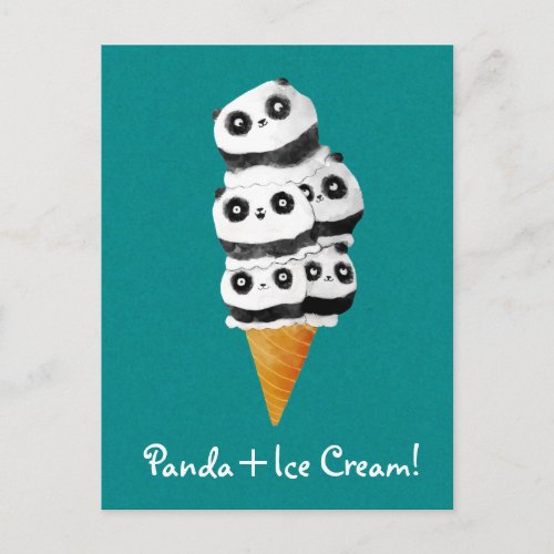 Sweet Panda Bear Ice Cream Cone Postcard