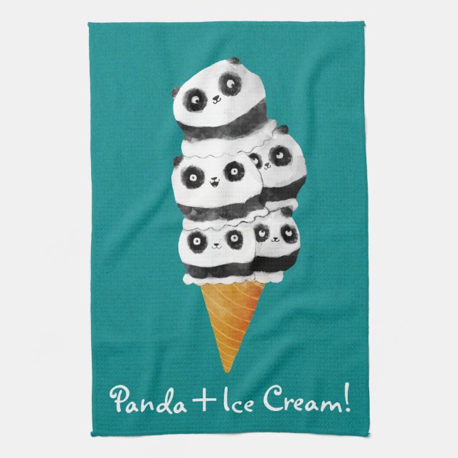 Sweet Panda Bear Ice Cream Cone Towel (Vertical)