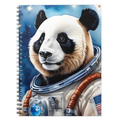 Sweet Panda Bear in Astronaut Suit Outer Space Notebook