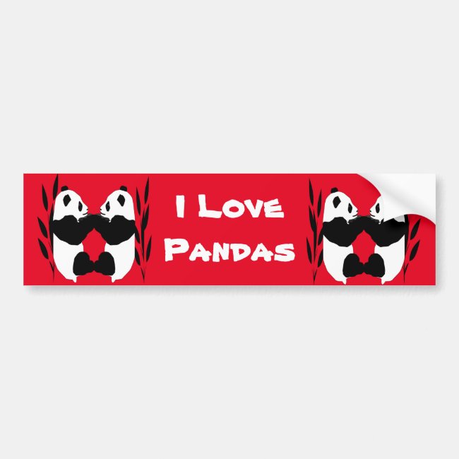 Sweet Panda Bear Love Red Bumper Sticker