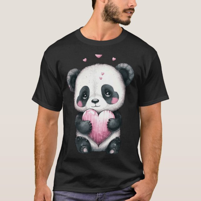 Sweet Panda Bear Valentines Day  4 T-Shirt (Front)