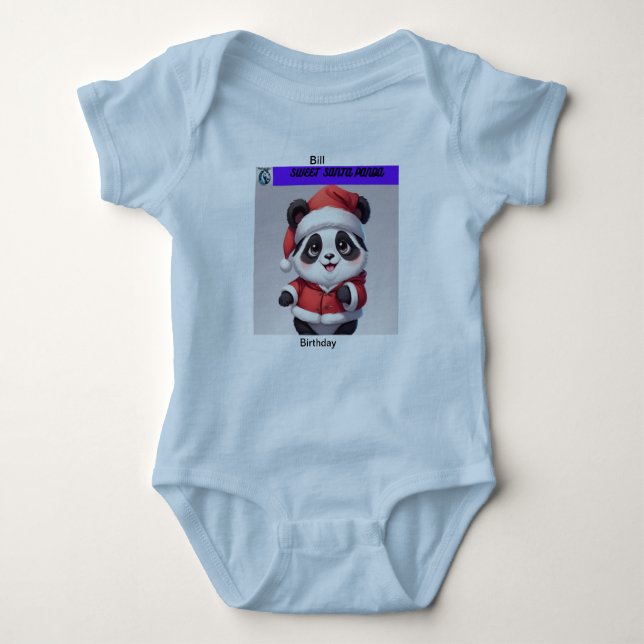 Sweet Panda Christmas Baby Clothes Writable Baby Bodysuit (Front)
