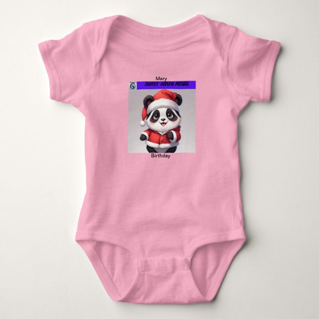 Sweet Panda Christmas Baby Clothes Writable Bodysuit (Front)