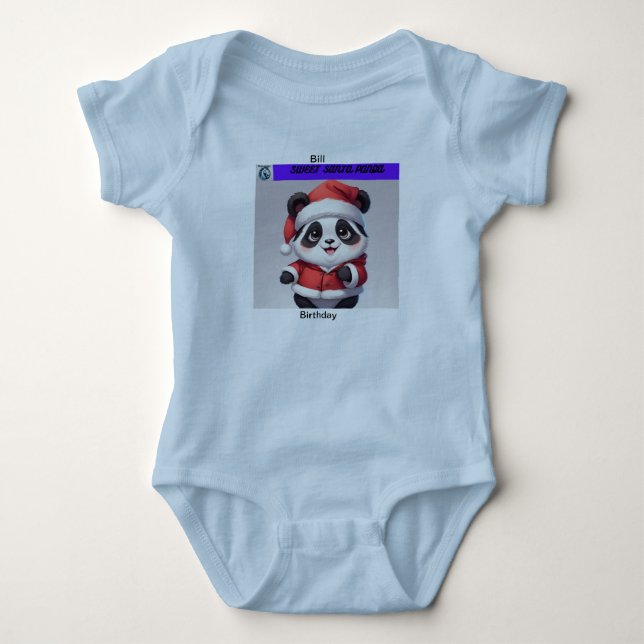 Sweet Panda Christmas Baby Clothes Writable Bodysuit (Front)