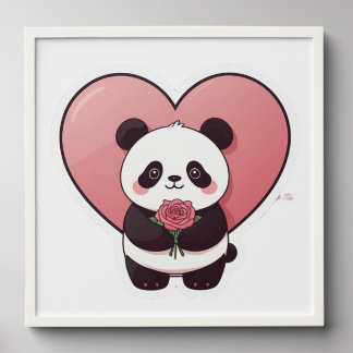 Sweet Panda Heart Peel And Stick Photo Tile