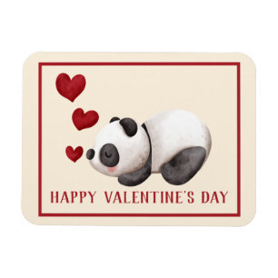 Sweet Panda & Hearts Valentine's Day Magnet