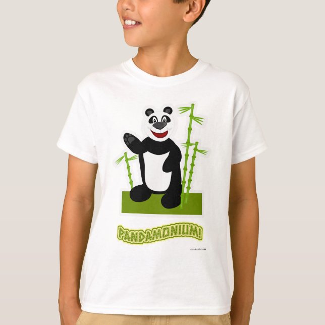 Sweet  Panda-monium Panda Bear Cartoon T-Shirt (Front)