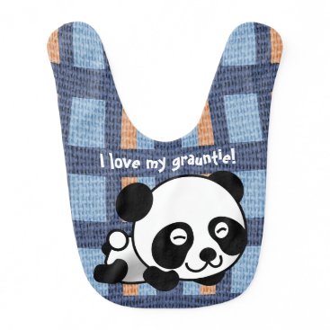 Sweet Panda, Plaid & "I Love My Grauntie!" Baby Bib