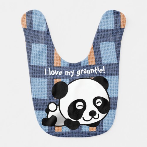 Sweet Panda Plaid  I Love My Grauntie Baby Bib