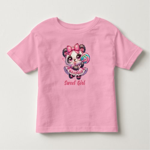 Sweet Panda with a Lollipop Toddler T_shirt