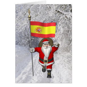 Sweet Papá Noel Waving La Rojigualda Cards
