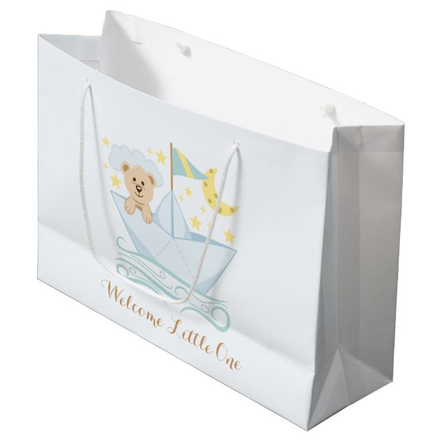 Sweet Paper Boat Bear Large Gift Bag (Front Angled)