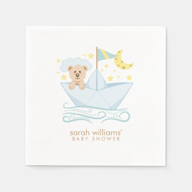 Sweet Paper Boat Bear Paper Napkins (Front)