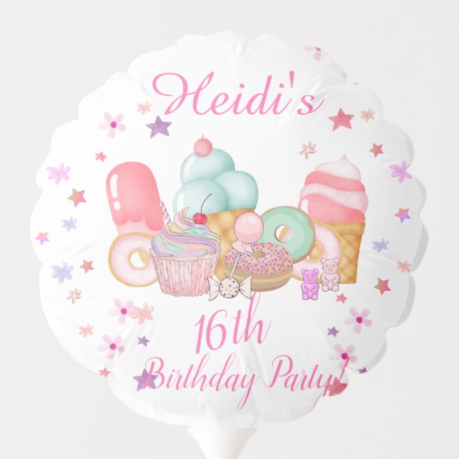 Sweet Party Invitation, Editable Birthday Balloon (Back)