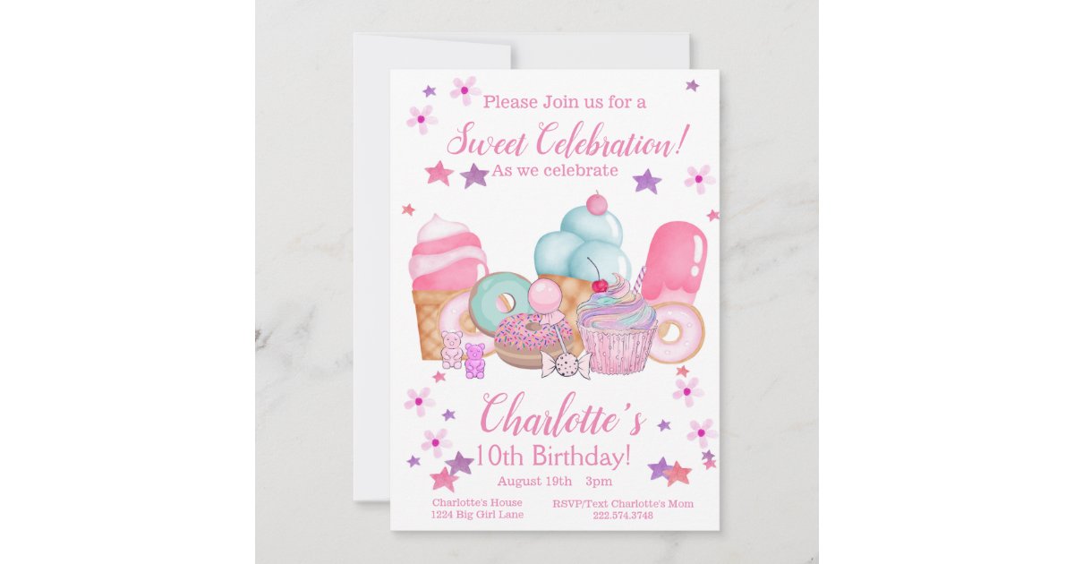 Sweet Party Invitation, Editable Birthday Invitation | Zazzle