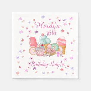 Sweet Party Invitation, Editable Birthday  Napkins