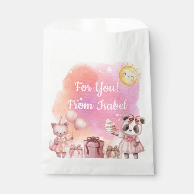 Sweet Pastel Animal Birthday Favor Bag (Front)