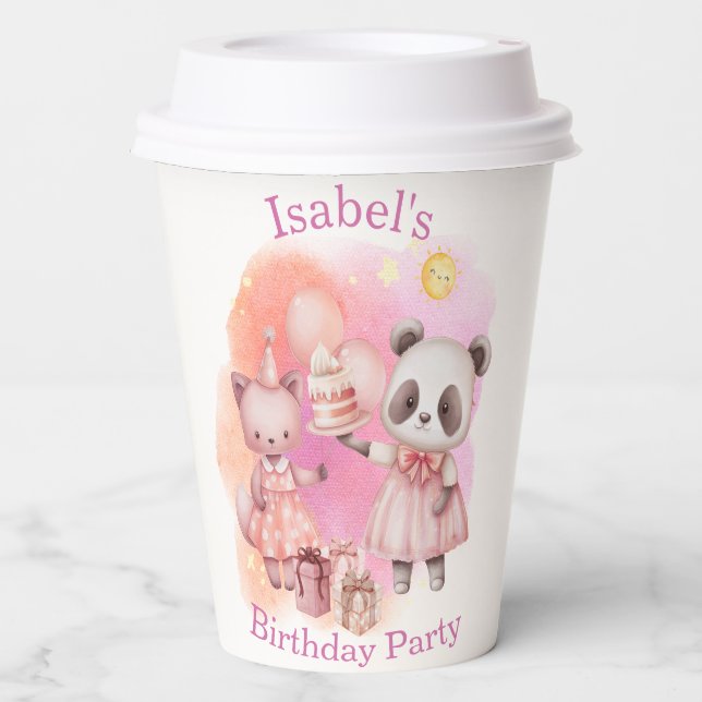 Sweet Pastel Animal Birthday Party Cup (Front)