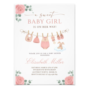 Sweet Pastel Baby Girl Shower Invitation Photo Print