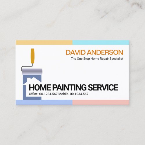 Sweet Pastel Border Roller Brush Painting Business Card