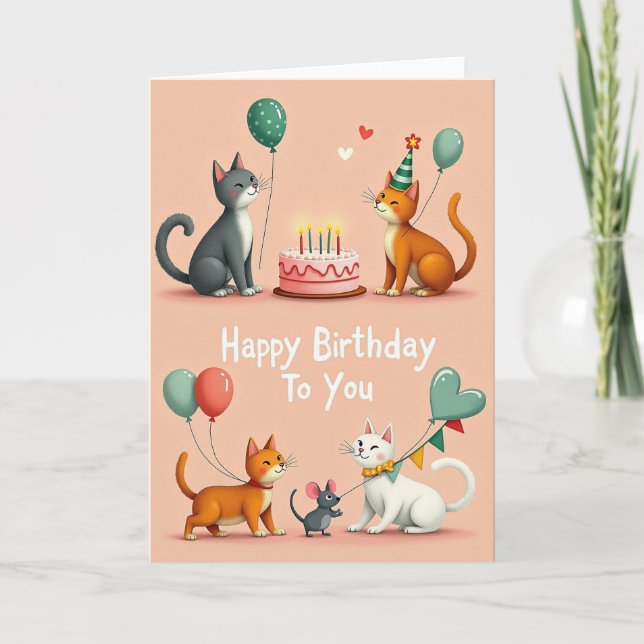 Sweet Pastel Cats Card (Front)