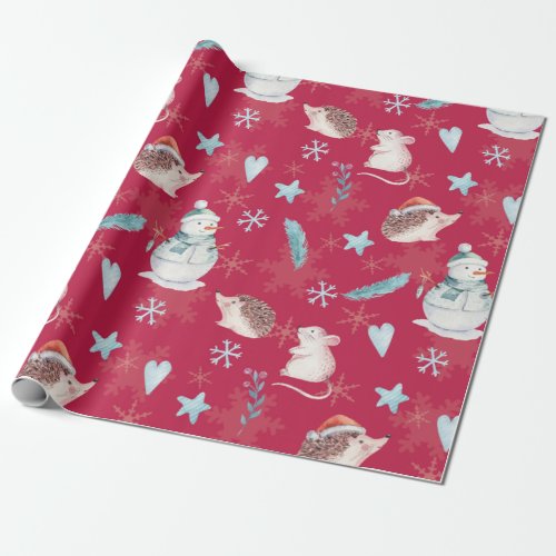 Sweet pastel Christmas   crimson red  resizable Wrapping Paper