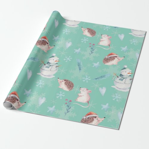 Sweet pastel Christmas   minty  resizable Wrapping Paper