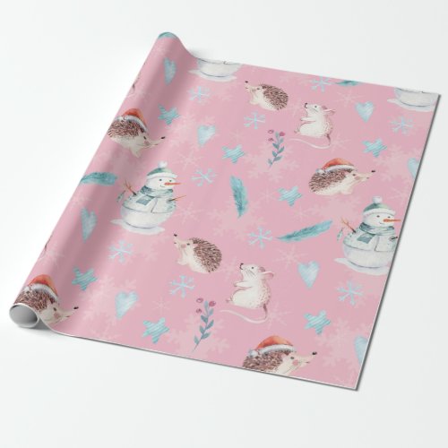 Sweet pastel Christmas   pink  resizable Wrapping Paper