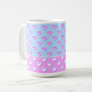 Sweet Pastel Colors Blue And Pink Striking Hearts Coffee Mug