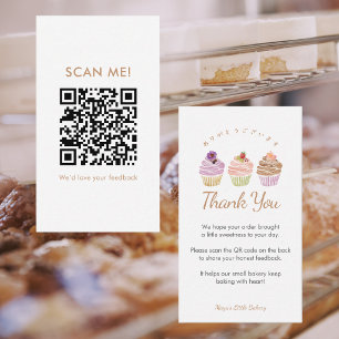 Sweet Pastel Cupcake Leave a Review QR Code Business Card