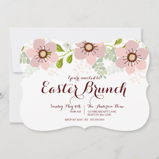 Sweet Pastel Floral Easter Brunch Invitation (Front)