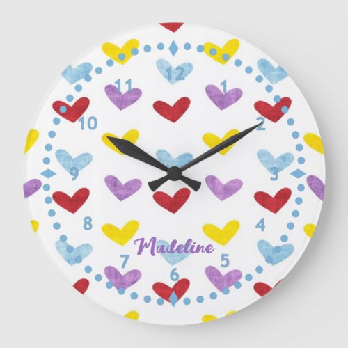 Sweet Pastel Hearts Clock