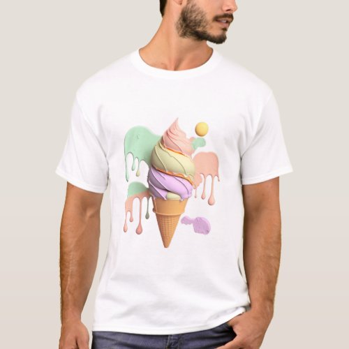 Sweet Pastel Ice Cream Cone T_Shirt 