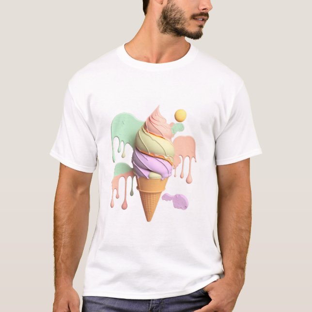 Sweet Pastel Ice Cream Cone T-Shirt  (Front)