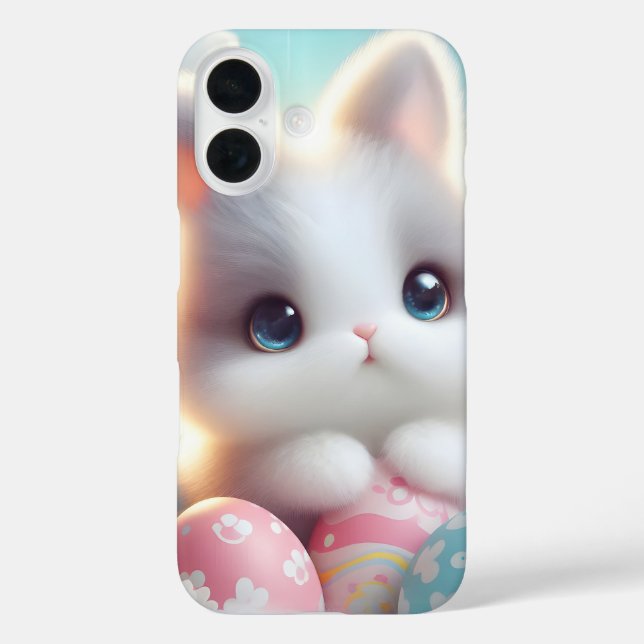 Sweet Pastel Kawaii Kitten Easter Eggs Case-Mate iPhone Case (Back)