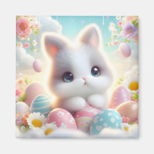 Sweet Pastel Kawaii Kitten Easter Eggs Magnet