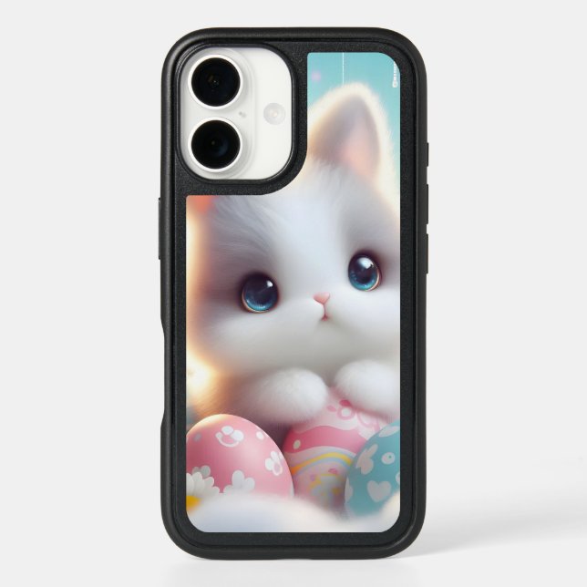 Sweet Pastel Kawaii Kitten Easter Eggs Otterbox iPhone Case (Back)