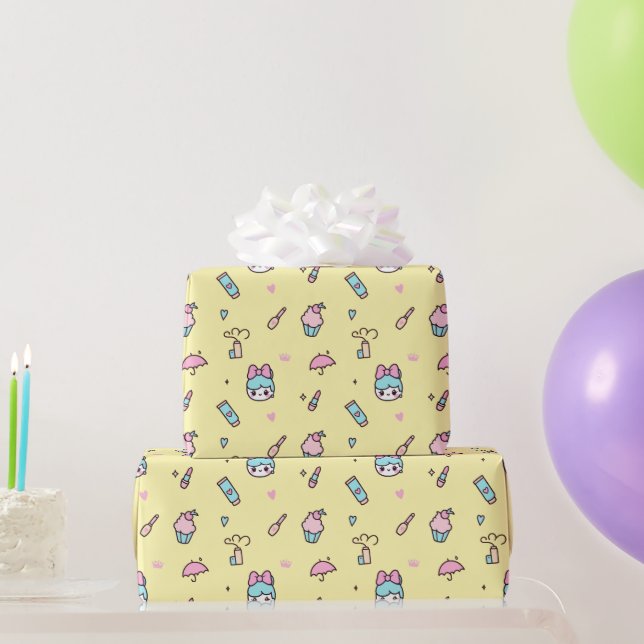 Sweet Pastel Kawaii Yellow Wrapping Paper (Party Gifts)