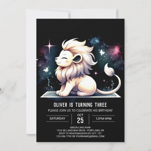 Sweet Pastel Lion Birthday Invitation (Front)