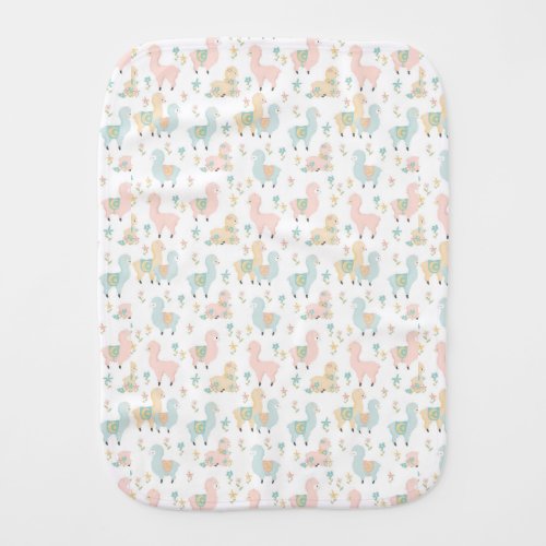 Sweet Pastel Llamas Baby Burp Cloth