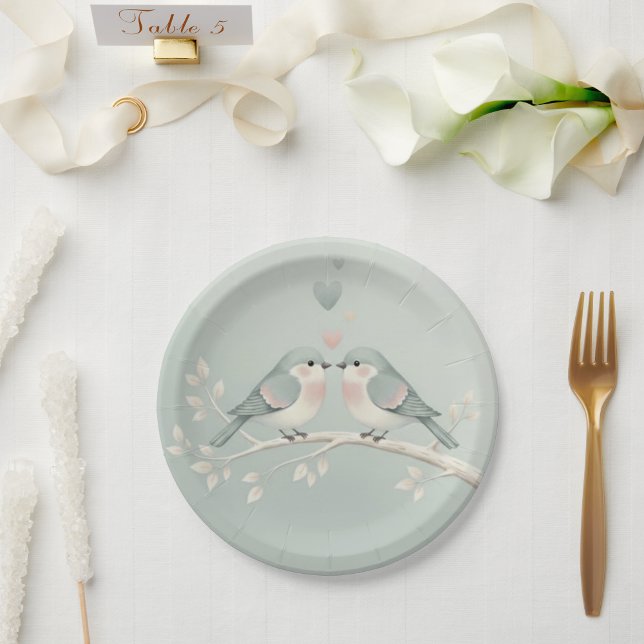 Sweet Pastel Love Birds: Whimsical Valentine’s Day Paper Plates (Creator Uploaded)