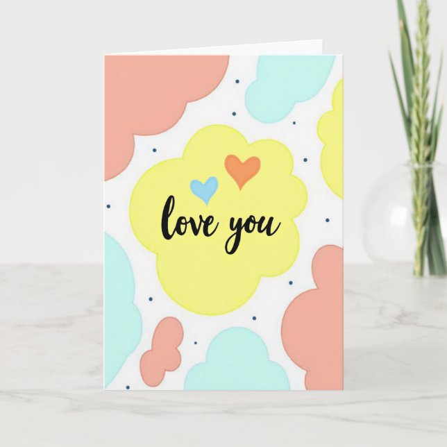 Sweet Pastel Love You Cloud Card (Front)