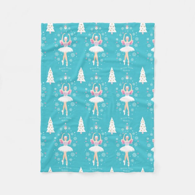 Sweet Pastel Nutcracker Christmas Fleece Blanket (Front)