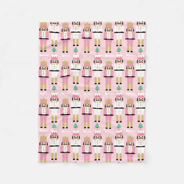 Sweet Pastel Nutcracker Christmas Fleece Blanket (Front)