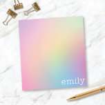 Sweet Pastel Ombré Notepad Personalized w/ Name<br><div class="desc">This cute personalized notepad features a background of pink,  blue,  and yellow pastel hues with your child's name in a serif font at the bottom. This sweet design is an excellent choice for anyone and makes a lovely gift!</div>