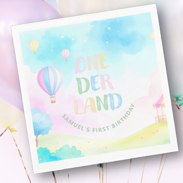 Sweet pastel onederland watercolor 1st Birthday Napkins (Creator Uploaded)