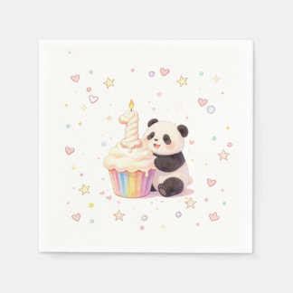 Sweet Pastel Panda Baby 1st Birthday Napkins