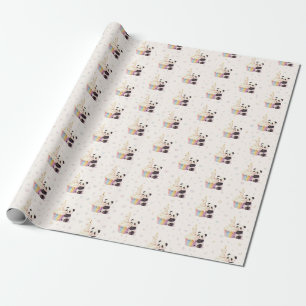 Sweet Pastel Panda Baby 1st Birthday Wrapping Paper