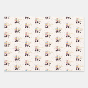 Sweet Pastel Panda Baby 1st Birthday Wrapping Paper Sheets